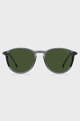 Grey-acetate sunglasses with tubular metal temples, Grey