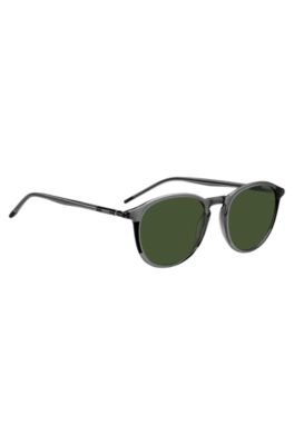 Grey-acetate sunglasses with tubular metal temples, Grey