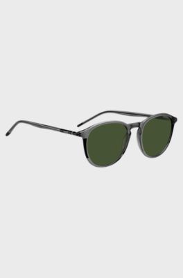 Grey-acetate sunglasses with tubular metal temples, Grey