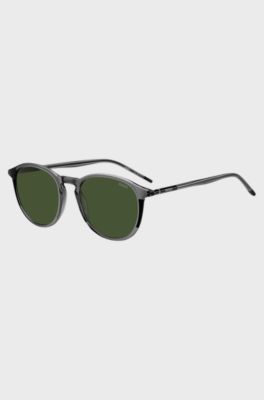 Grey-acetate sunglasses with tubular metal temples, Grey
