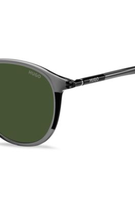 Grey-acetate sunglasses with tubular metal temples, Grey
