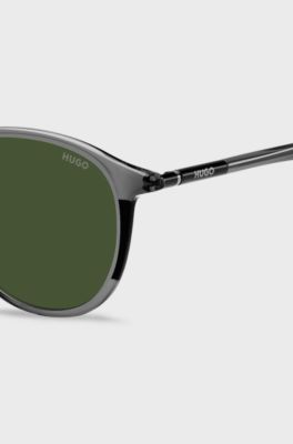 Grey-acetate sunglasses with tubular metal temples, Grey