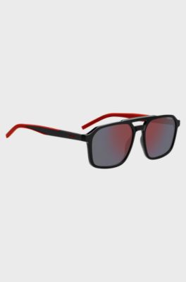 Sonnenbrille mit Doppelsteg und zweifarbigen B&uuml;geln, Schwarz