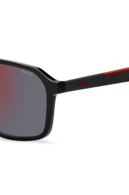 Double-bridge sunglasses with two-tone temples, Black