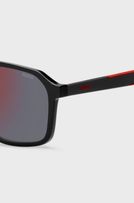Sonnenbrille mit Doppelsteg und zweifarbigen B&uuml;geln, Schwarz