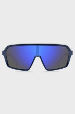 Zonnebril in maskerstijl met blauwgetinte glazen, Blauw