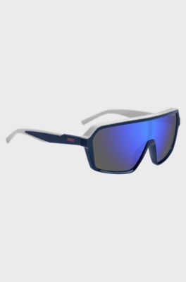 Zonnebril in maskerstijl met blauwgetinte glazen, Blauw