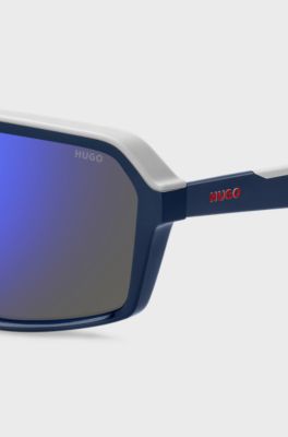 Zonnebril in maskerstijl met blauwgetinte glazen, Blauw