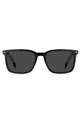 Black-acetate sunglasses with silver-tone trims, Black