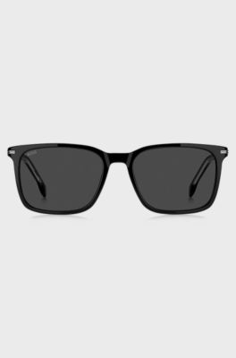 Black-acetate sunglasses with silver-tone trims, Black