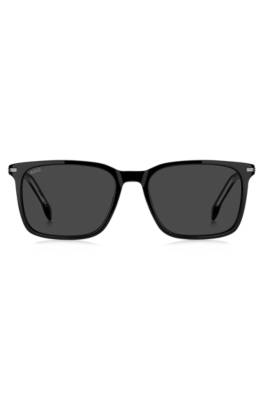 Black-acetate sunglasses with silver-tone trims