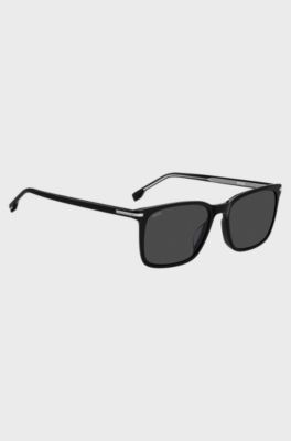 Black-acetate sunglasses with silver-tone trims, Black