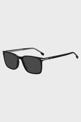 Black-acetate sunglasses with silver-tone trims, Black