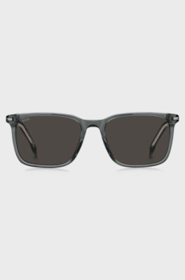 Sonnenbrille aus grauem Acetat mit silberfarbenen Details, Grau