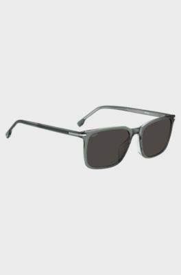 Sonnenbrille aus grauem Acetat mit silberfarbenen Details, Grau
