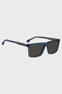 Blue-acetate sunglasses with patterned carbon-fibre temples, Blue