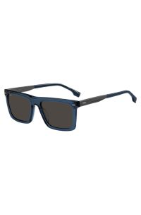 Gafas de sol de acetato azul con patillas estampadas de fibra de carbono, Azul