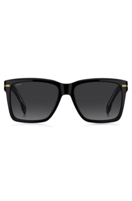 Black-acetate sunglasses with gold-tone trims, Black