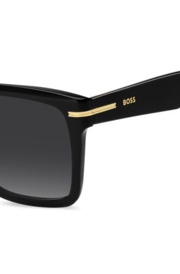Black-acetate sunglasses with gold-tone trims, Black
