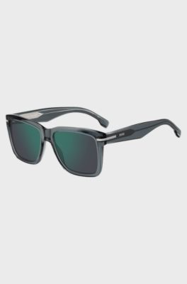 Grey-acetate sunglasses with silver-tone trims, Grey