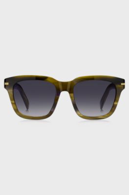 Patterned-acetate sunglasses with gold-tone trims, Green Patterned