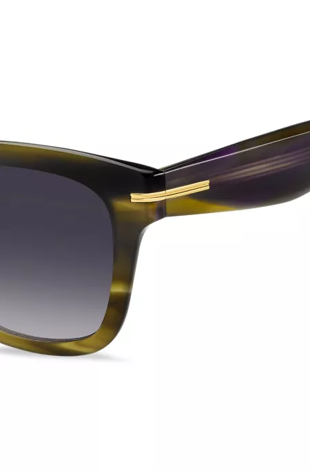 Patterned-acetate sunglasses with gold-tone trims