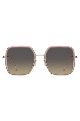 Pink-acetate sunglasses with silver-tone steel