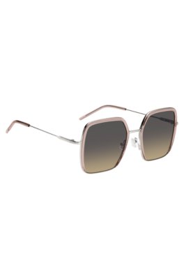 Boss Pink-acetate sunglasses with silver-tone steel solglasögon dam – bild 3