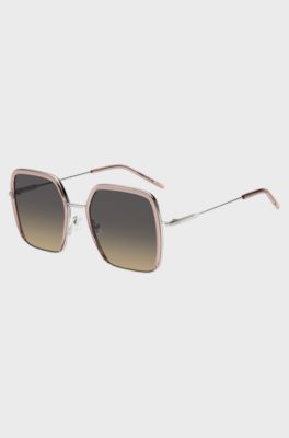 Pink-acetate sunglasses with silver-tone steel, light pink