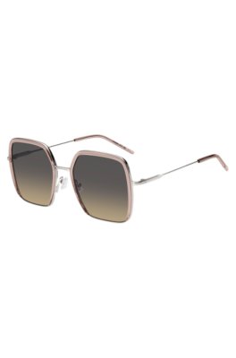 Pink-acetate sunglasses with silver-tone steel
