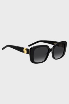 Zonnebril van zwart acetaat met Double B-monogram, Zwart
