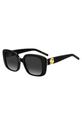 Sonnenbrille aus schwarzem Acetat mit Double-B-Monogramm, Schwarz