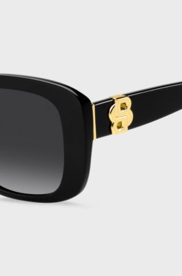 Zonnebril van zwart acetaat met Double B-monogram, Zwart