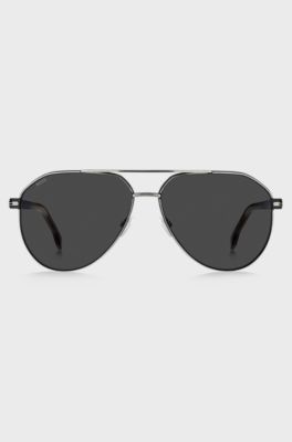 Steel sunglasses with degrad&eacute; acetate temples, Black