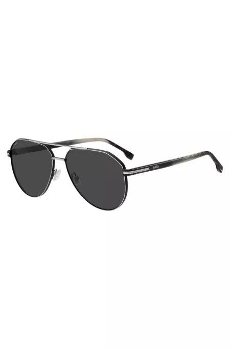 Steel sunglasses with degradé acetate temples