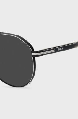 Steel sunglasses with degrad&eacute; acetate temples, Black