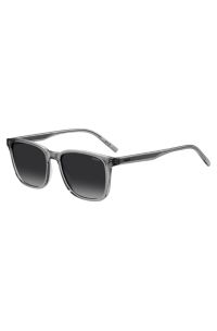 Sonnenbrille aus grauem Acetat mit silberfarbenem Drahtkern, Hellgrau
