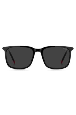 Black-acetate sunglasses with tubular metal temples, Black