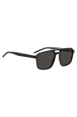 Double-bridge sunglasses in black and grey, Black