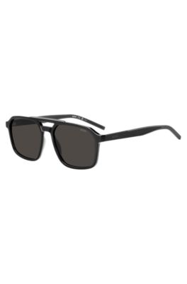 Double-bridge sunglasses in black and grey, Black