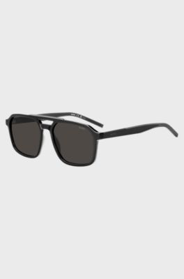 Double-bridge sunglasses in black and grey, Black