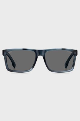 Blue-acetate sunglasses with patterned frames, Blue Patterned