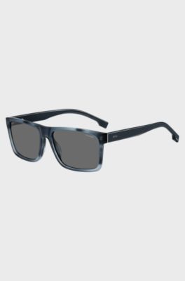 Blue-acetate sunglasses with patterned frames, Blue Patterned