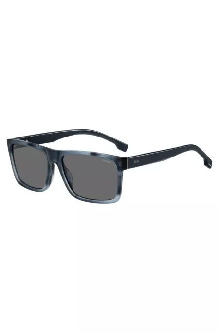 Blue-acetate sunglasses with patterned frames