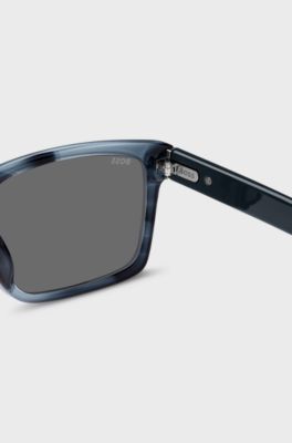 Blue-acetate sunglasses with patterned frames, Blue Patterned