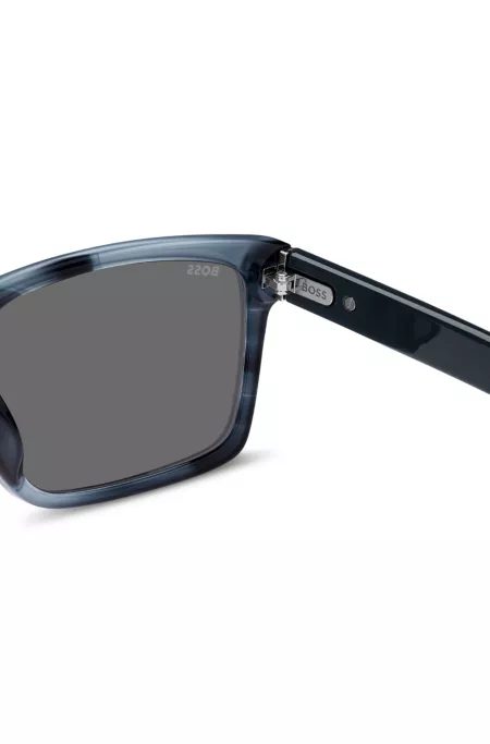 Blue-acetate sunglasses with patterned frames