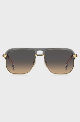 Two-tone sunglasses in metal and acetate, Gold tone