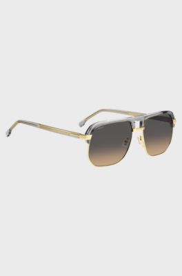 Two-tone sunglasses in metal and acetate, Gold tone