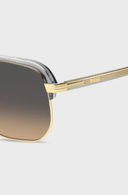 Two-tone sunglasses in metal and acetate, Gold tone