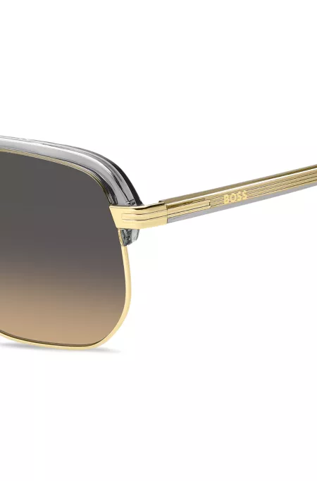 Two-tone sunglasses in metal and acetate